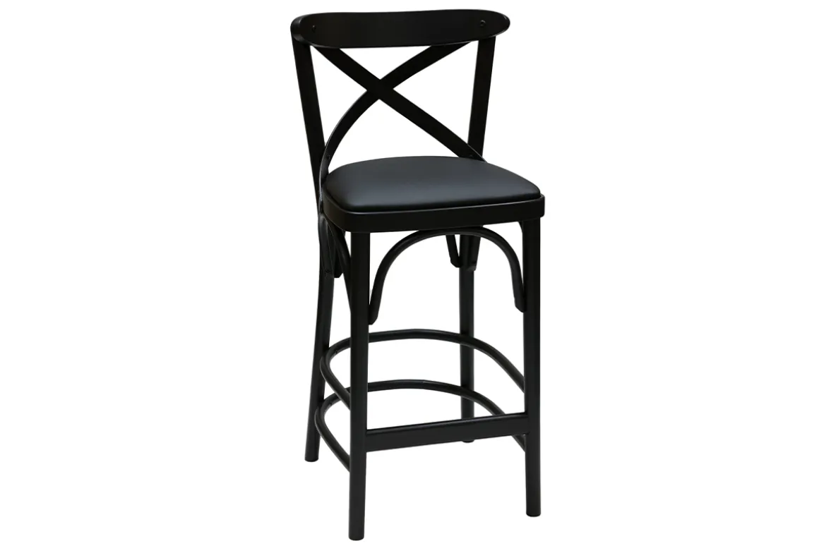 Fashion Miliboo Taburete de cocina estilo bistrot de haya maciza negra 65 cm MARCEL