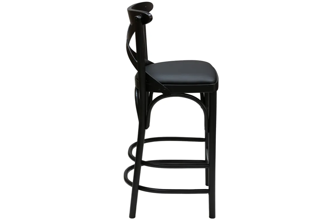 Fashion Miliboo Taburete de cocina estilo bistrot de haya maciza negra 65 cm MARCEL