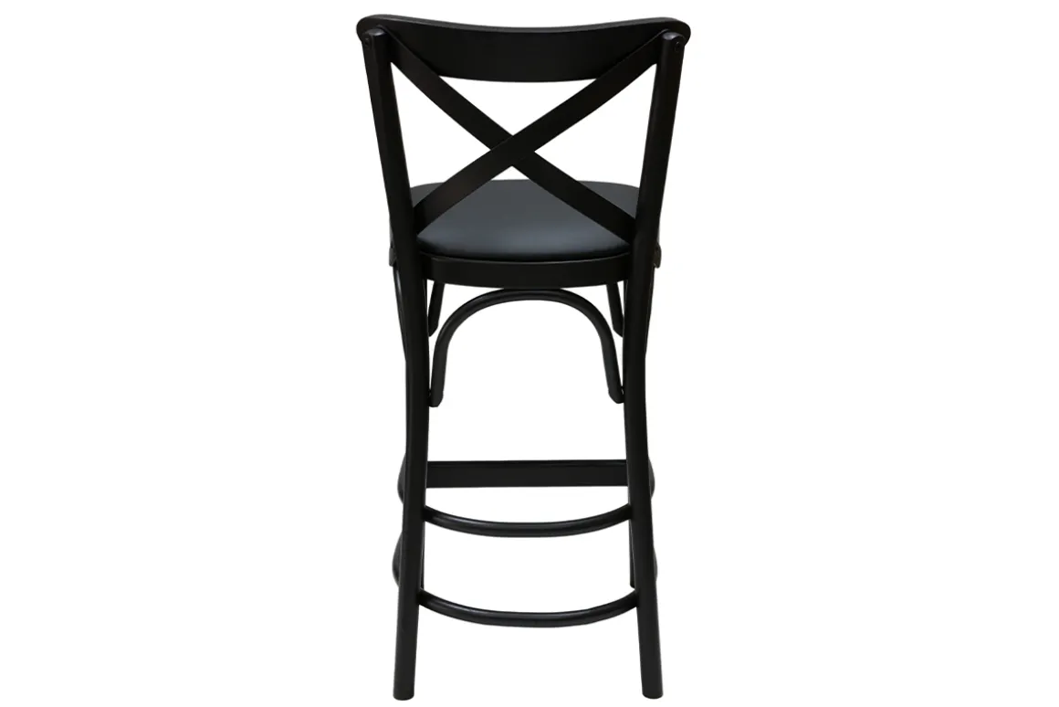 Fashion Miliboo Taburete de cocina estilo bistrot de haya maciza negra 65 cm MARCEL