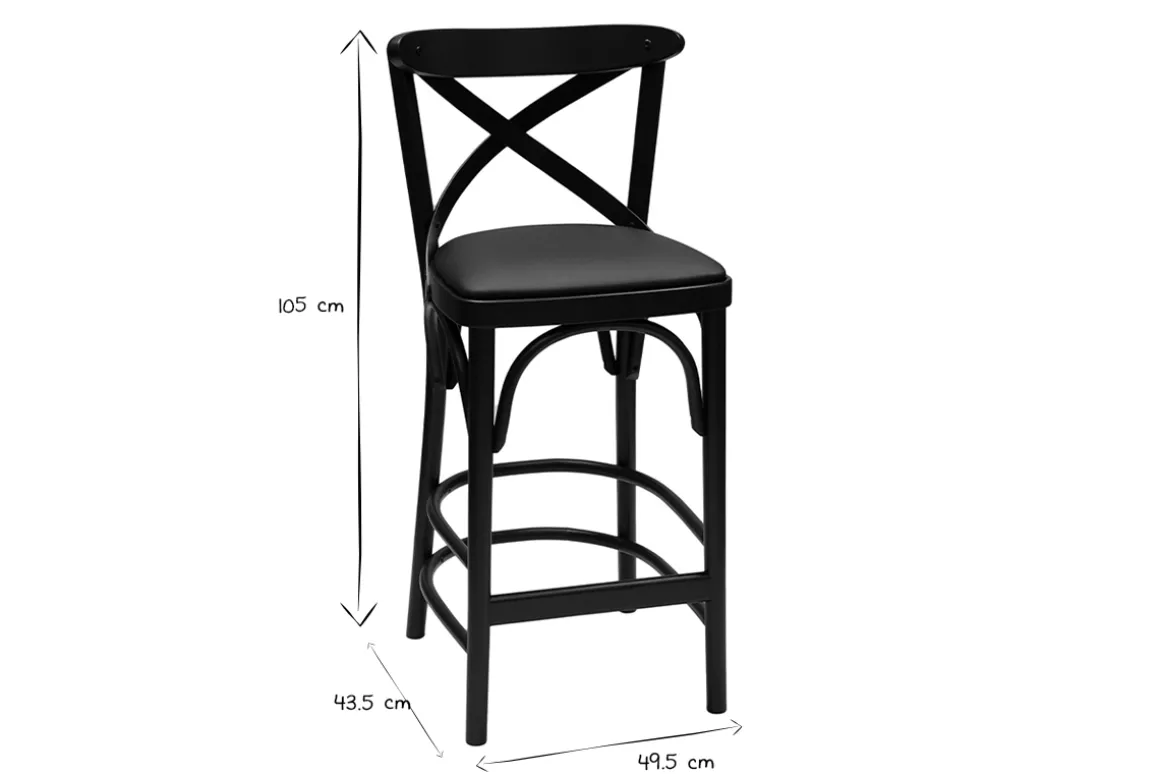 Fashion Miliboo Taburete de cocina estilo bistrot de haya maciza negra 65 cm MARCEL