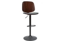 Discount Miliboo Taburete de cocina regulable negro con madera oscura BECK