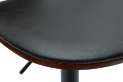 Discount Miliboo Taburete de cocina regulable negro con madera oscura BECK