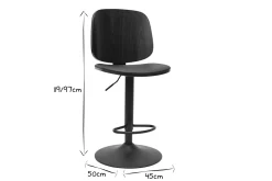 Discount Miliboo Taburete de cocina regulable negro con madera oscura BECK