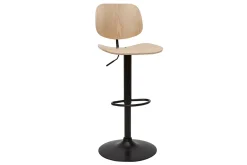Sale Miliboo Taburete de cocina regulable de madera clara y metal negro TOBIAS