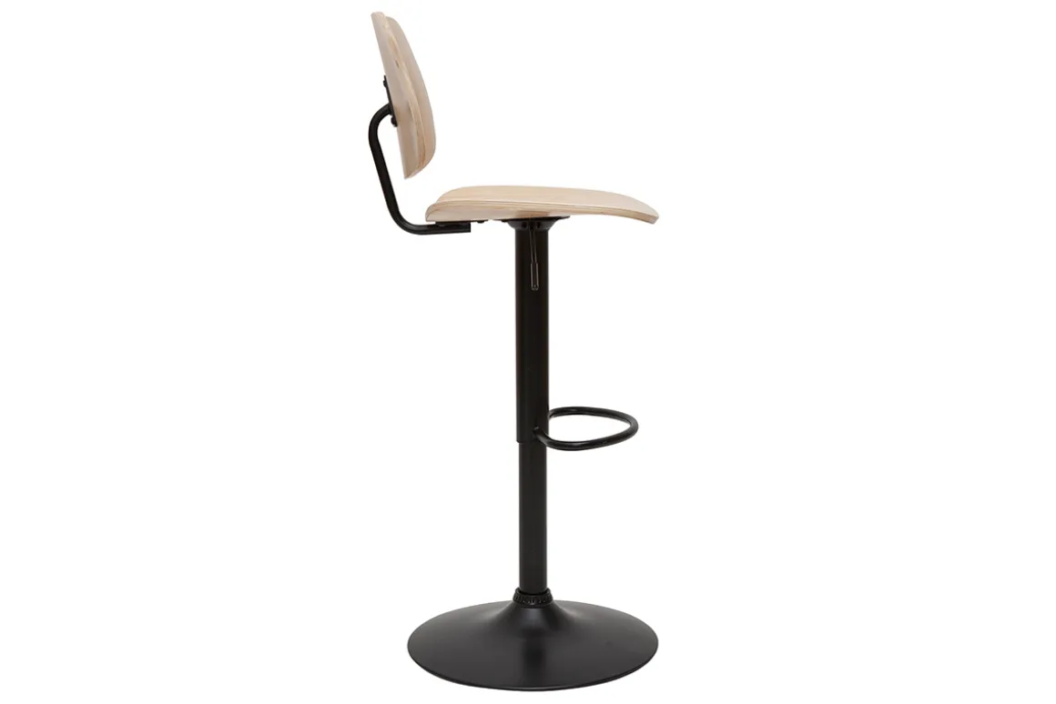 Sale Miliboo Taburete de cocina regulable de madera clara y metal negro TOBIAS