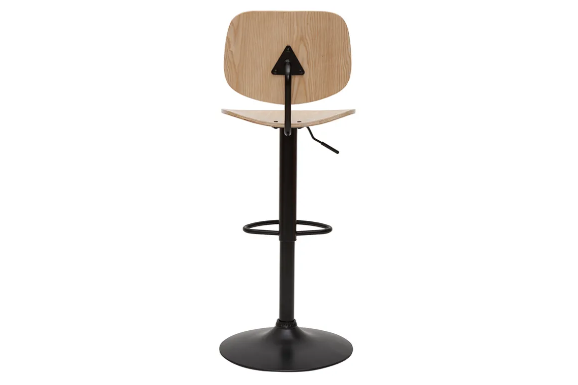 Sale Miliboo Taburete de cocina regulable de madera clara y metal negro TOBIAS