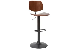 New Miliboo Taburete de cocina regulable de nogal y metal negro TOBIAS