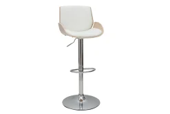 Fashion Miliboo Taburete de cocina regulable blanco y madera clara VESPER