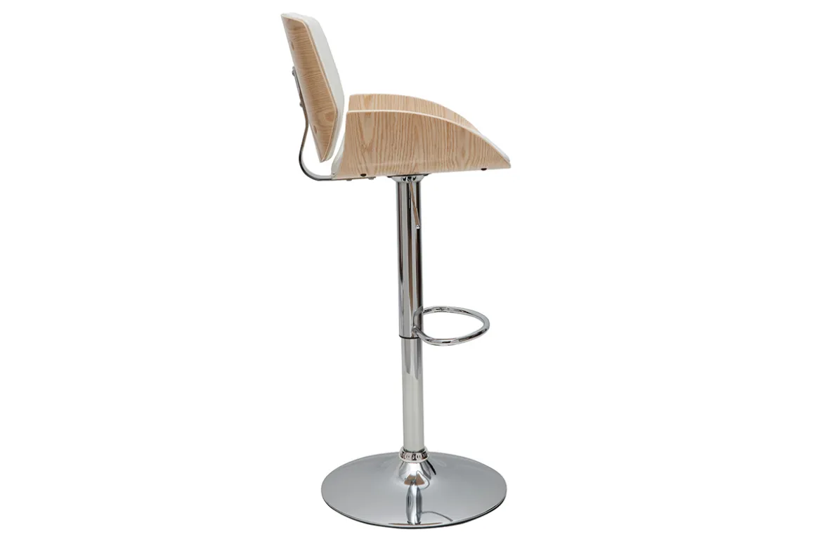 Fashion Miliboo Taburete de cocina regulable blanco y madera clara VESPER