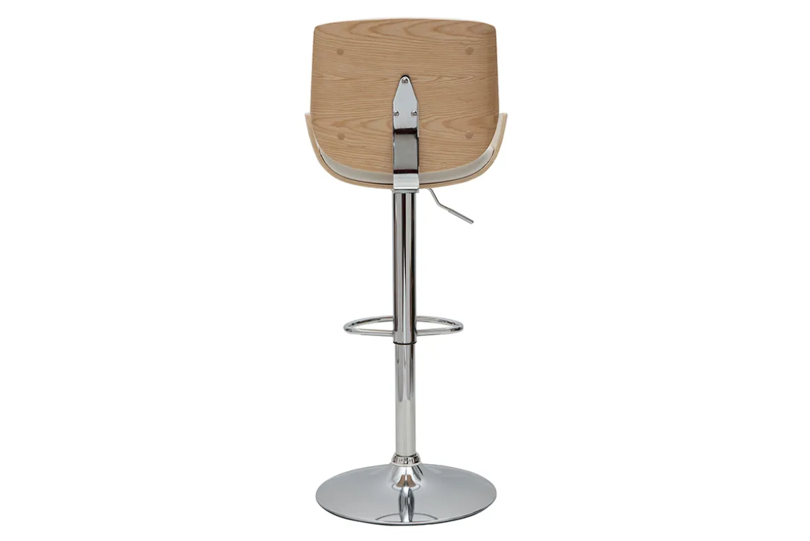 Fashion Miliboo Taburete de cocina regulable blanco y madera clara VESPER