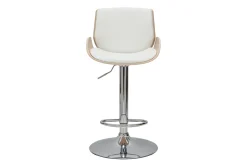 Fashion Miliboo Taburete de cocina regulable blanco y madera clara VESPER