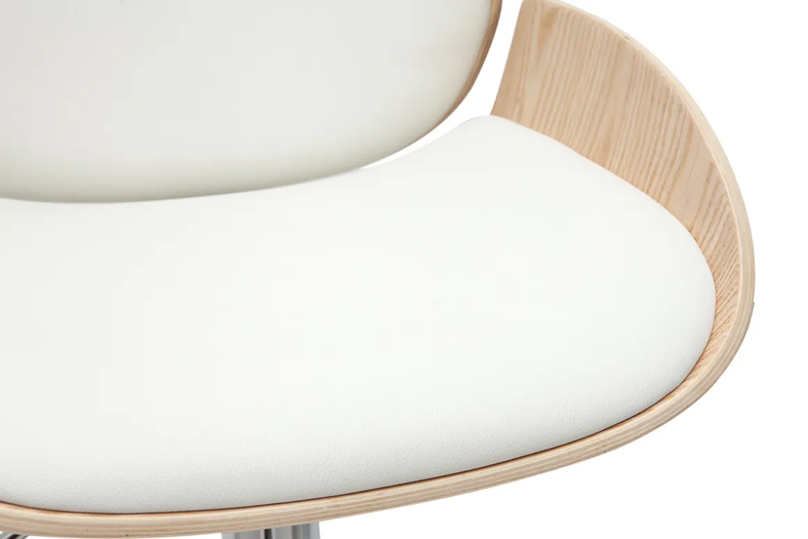 Fashion Miliboo Taburete de cocina regulable blanco y madera clara VESPER