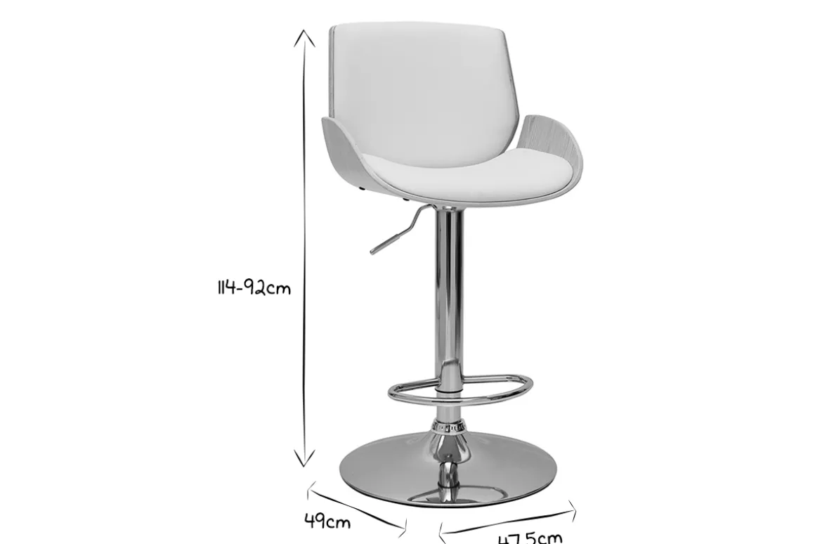 Fashion Miliboo Taburete de cocina regulable blanco y madera clara VESPER