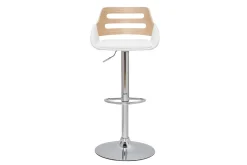 Best Sale Miliboo Taburete de cocina regulable de diseño blanco y roble PERNIK