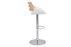 Best Sale Miliboo Taburete de cocina regulable de diseño blanco y roble PERNIK