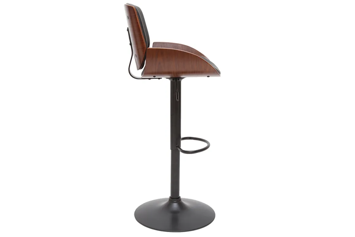 Fashion Miliboo Taburete de cocina regulable negro con madera oscura VESPER