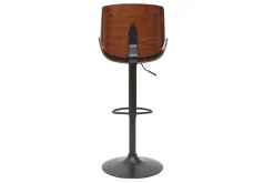 Fashion Miliboo Taburete de cocina regulable negro con madera oscura VESPER
