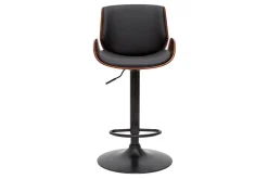 Fashion Miliboo Taburete de cocina regulable negro con madera oscura VESPER