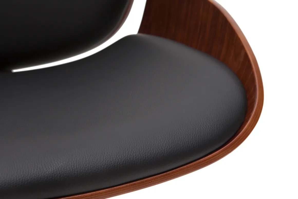 Fashion Miliboo Taburete de cocina regulable negro con madera oscura VESPER