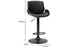 Fashion Miliboo Taburete de cocina regulable negro con madera oscura VESPER