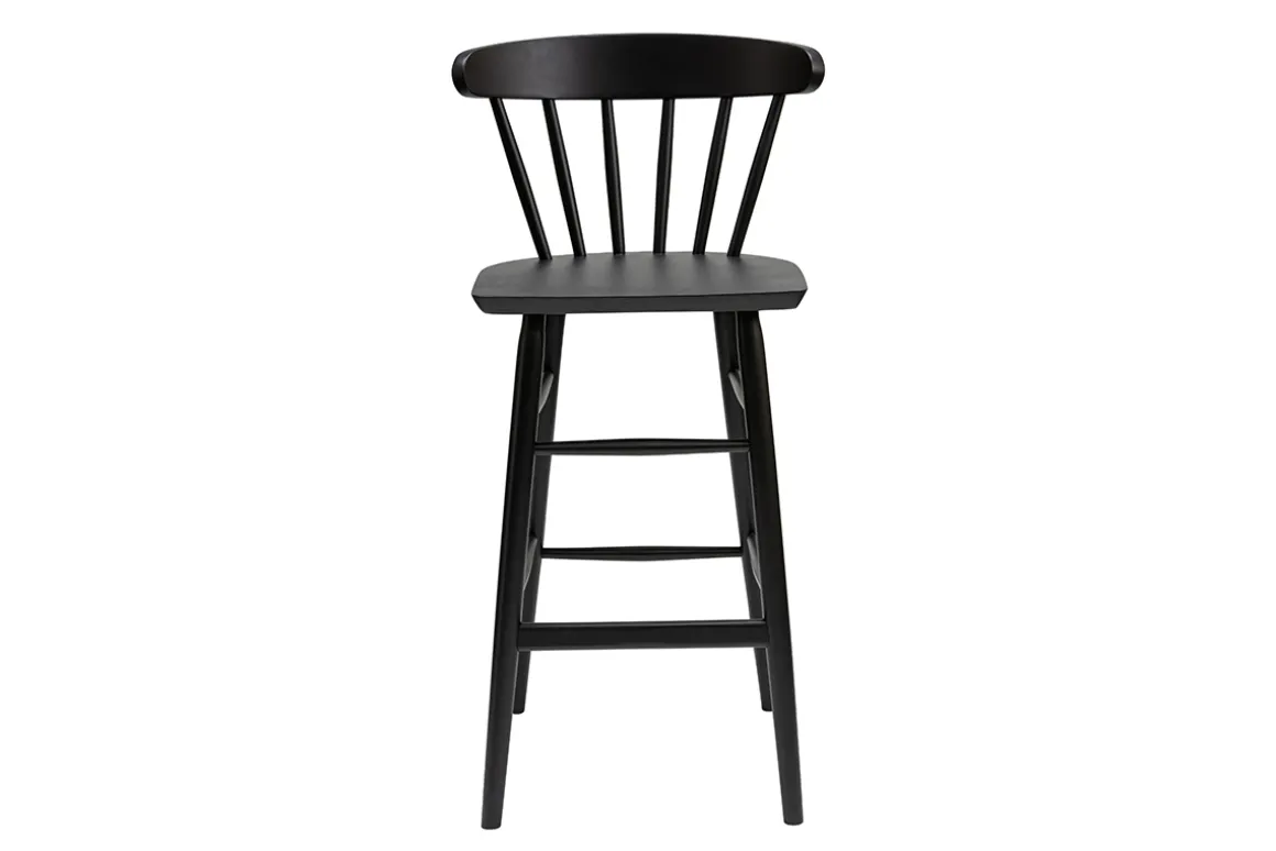 Store Miliboo Taburete de cocina vintage con varillas negras mate 65 cm de altura DARIA