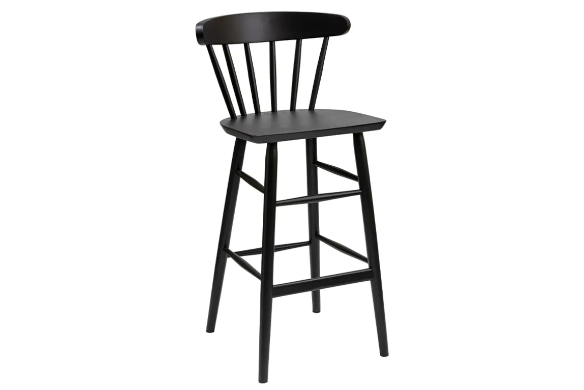 Store Miliboo Taburete de cocina vintage con varillas negras mate 65 cm de altura DARIA