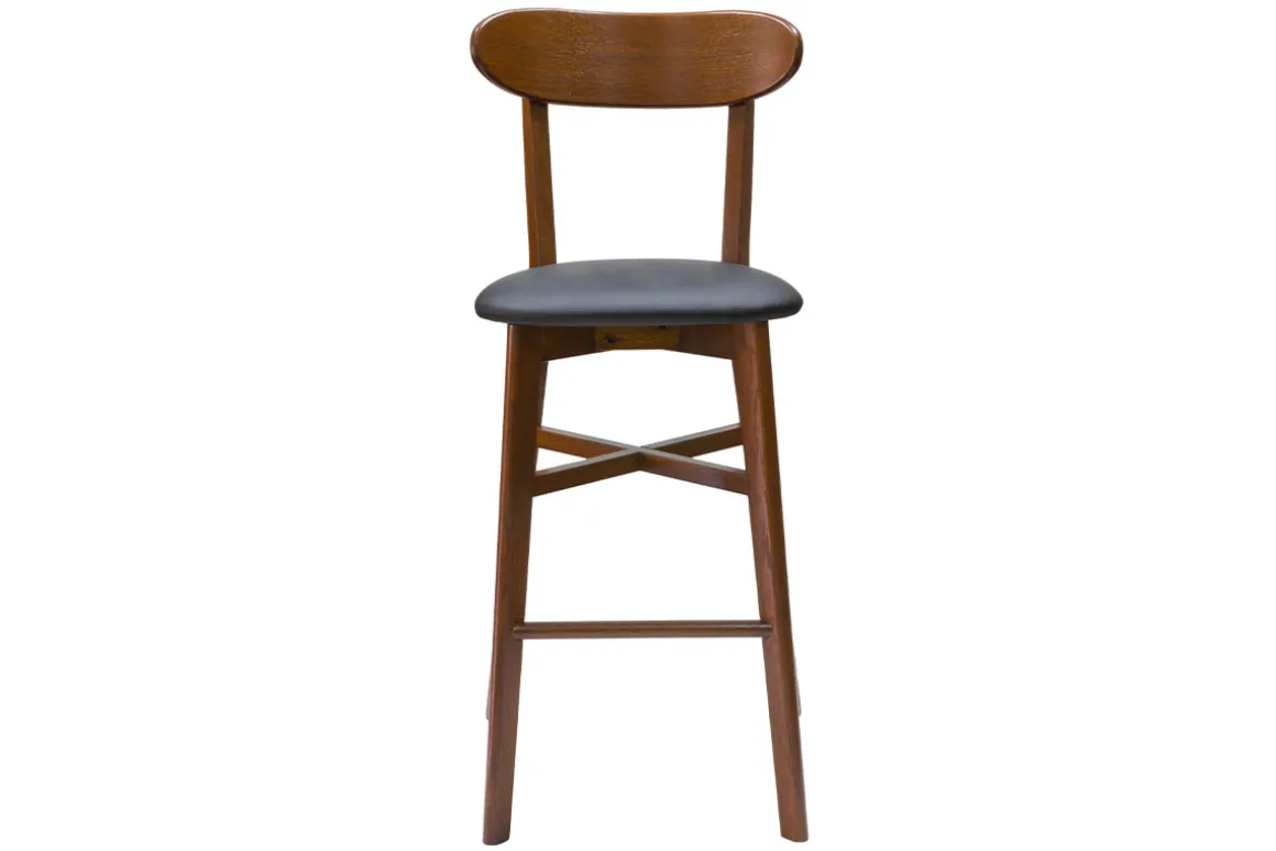 Hot Miliboo Taburete de cocina vintage de nogal y negro 75 cm DOVE