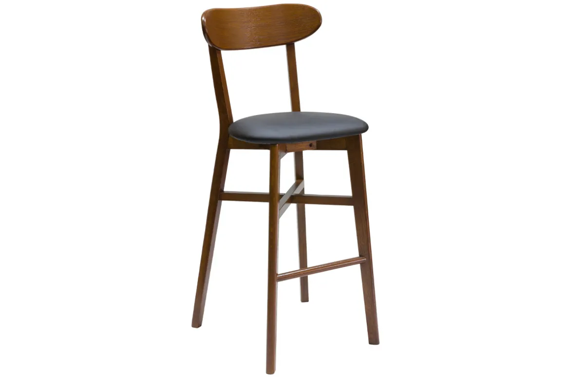 Hot Miliboo Taburete de cocina vintage de nogal y negro 75 cm DOVE