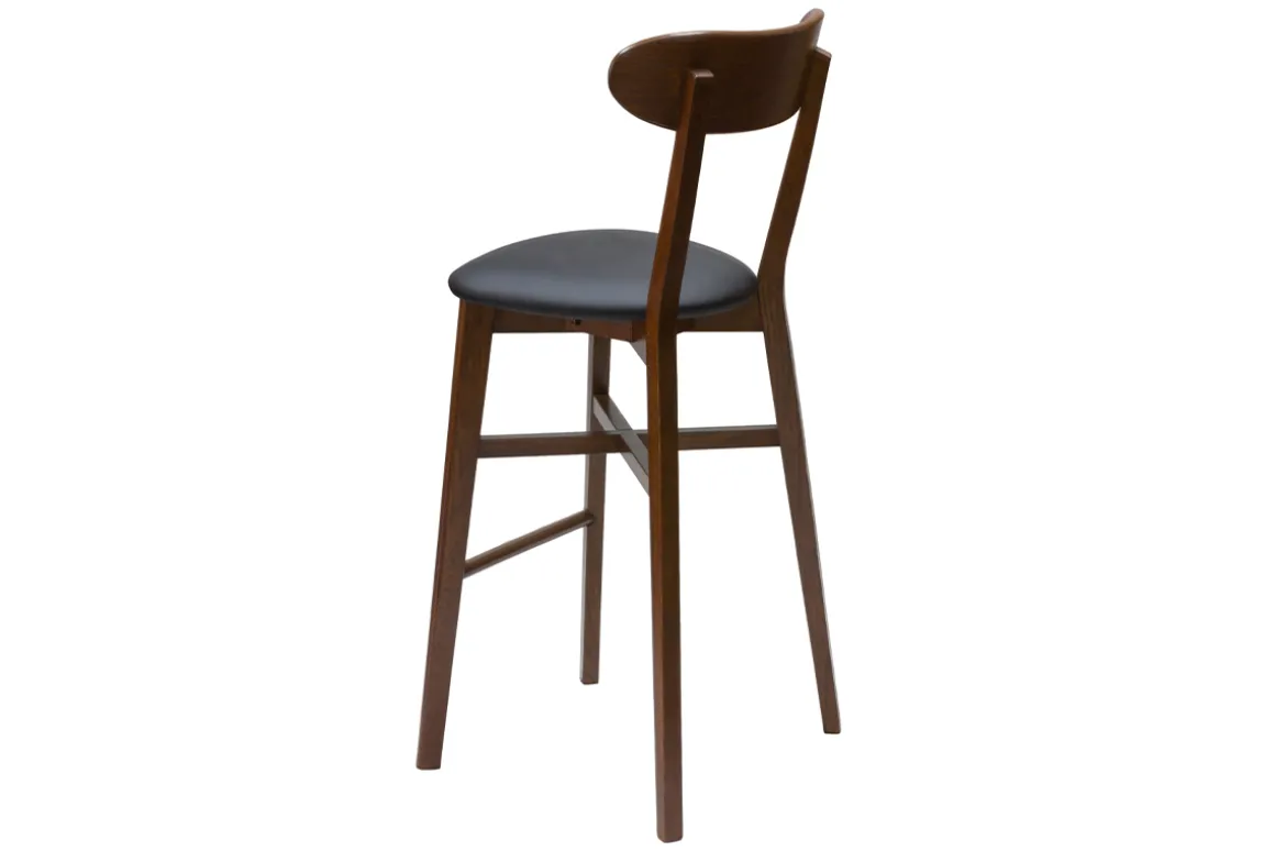 Hot Miliboo Taburete de cocina vintage de nogal y negro 75 cm DOVE