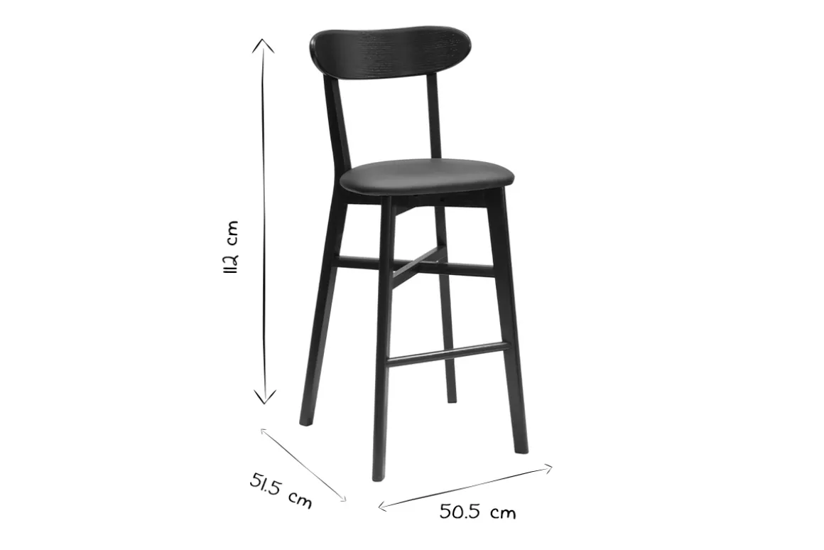 Hot Miliboo Taburete de cocina vintage de nogal y negro 75 cm DOVE