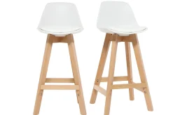 New Miliboo Taburete diseño blanco y madera 65cm lote dos MINI PAULINE