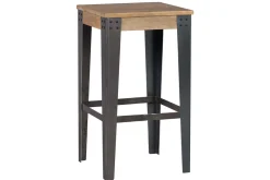 Flash Sale Miliboo Taburete diseño industrial metal y madera 65cm MADISON