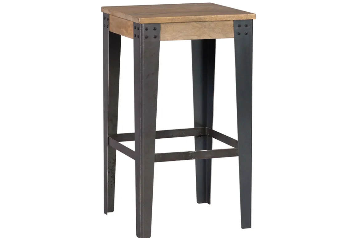 Flash Sale Miliboo Taburete diseño industrial metal y madera 65cm MADISON