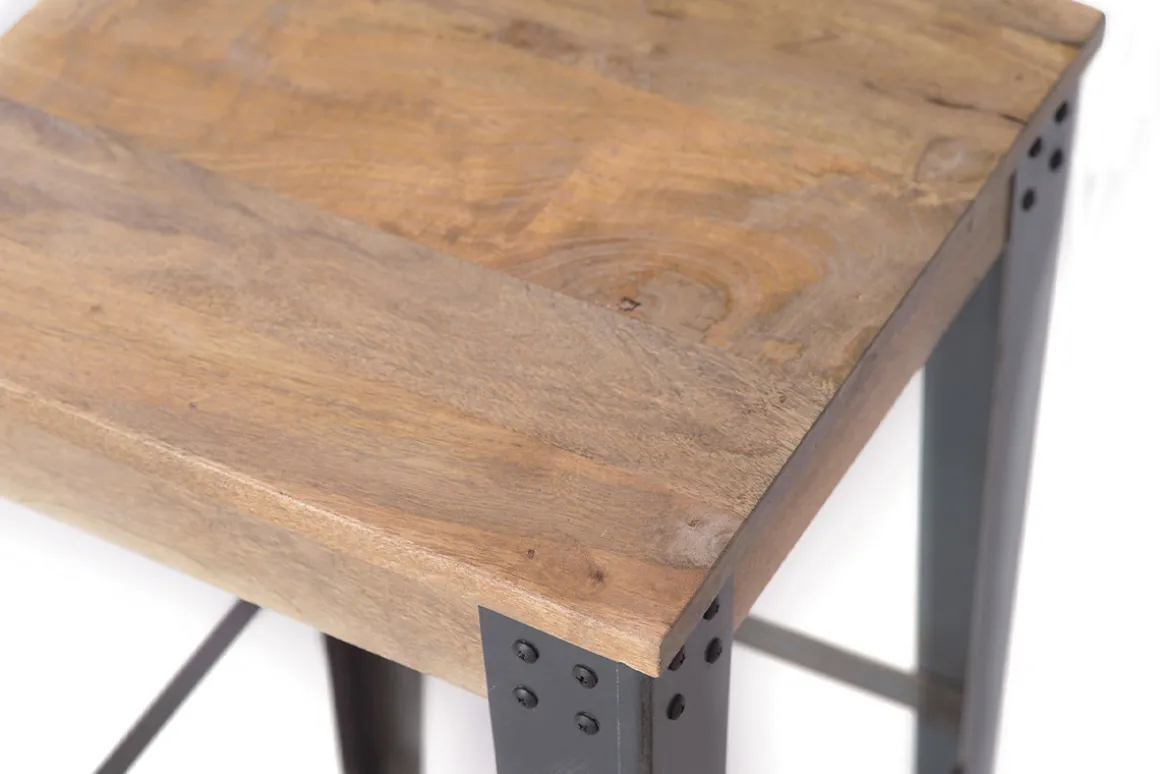 Flash Sale Miliboo Taburete diseño industrial metal y madera 65cm MADISON