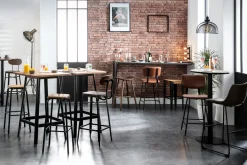 Flash Sale Miliboo Taburete diseño industrial metal y madera 65cm MADISON