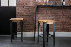 Flash Sale Miliboo Taburete diseño industrial metal y madera 65cm MADISON