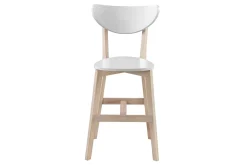 Fashion Miliboo Taburete nórdico blanco y madera 65cm lote de 2 LEENA