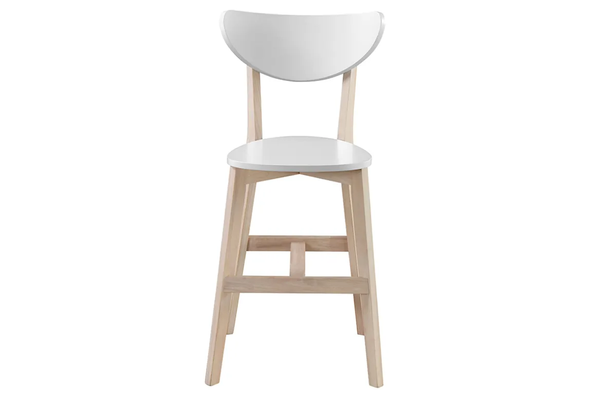 Fashion Miliboo Taburete nórdico blanco y madera 65cm lote de 2 LEENA
