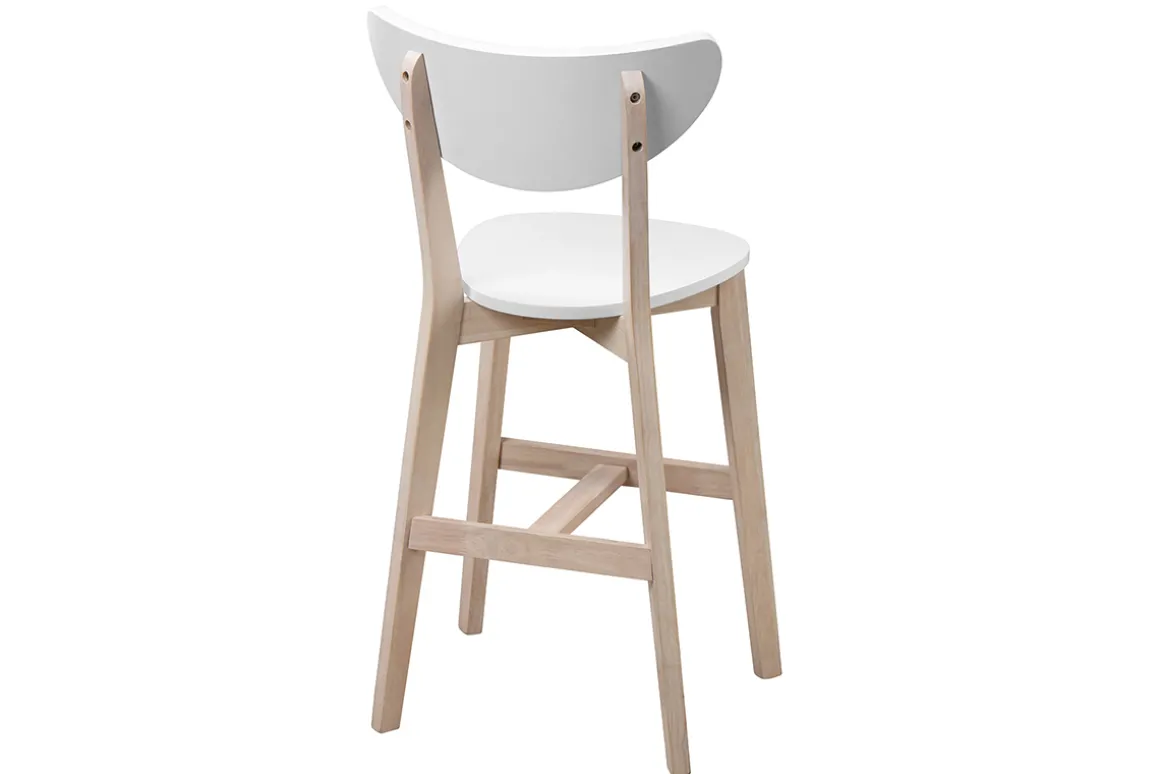 Fashion Miliboo Taburete nórdico blanco y madera 65cm lote de 2 LEENA
