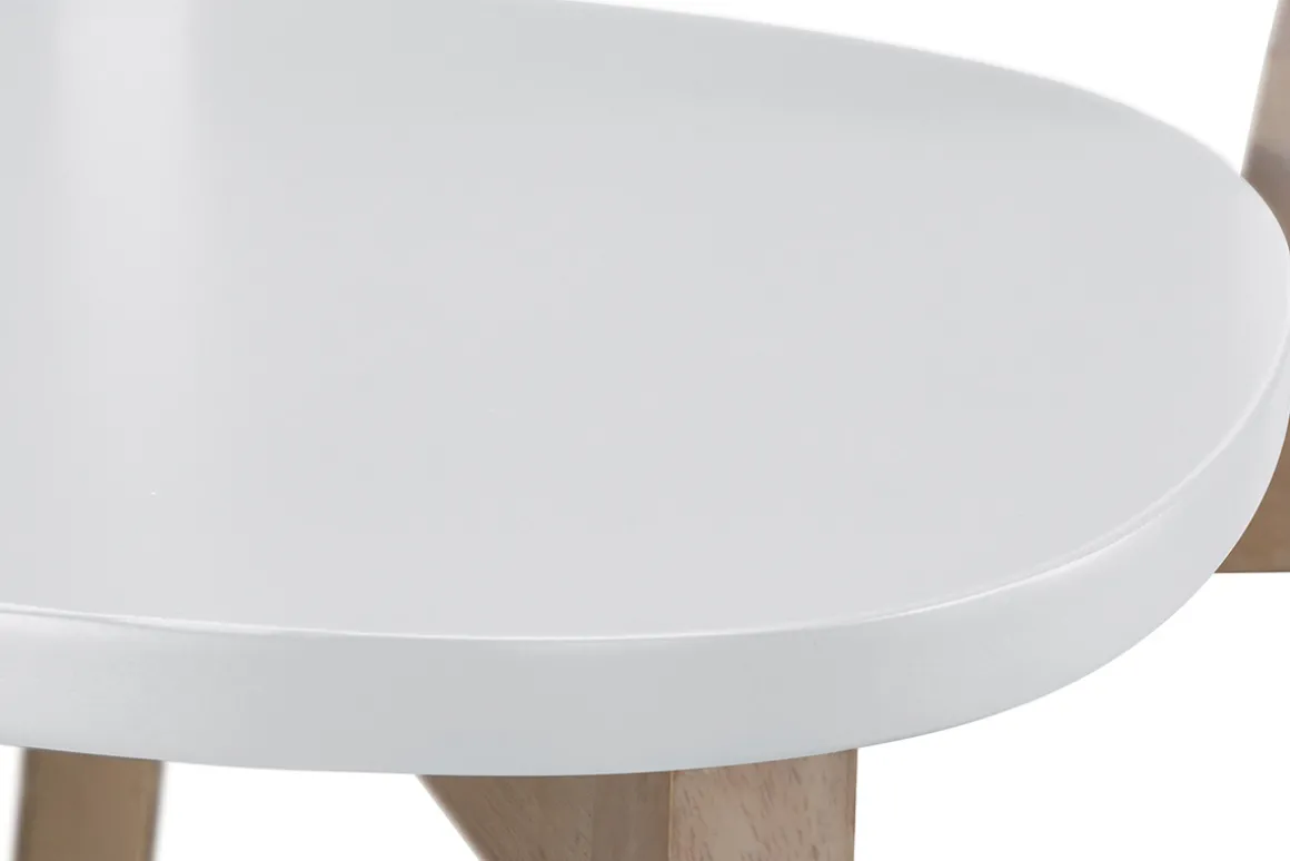 Fashion Miliboo Taburete nórdico blanco y madera 65cm lote de 2 LEENA
