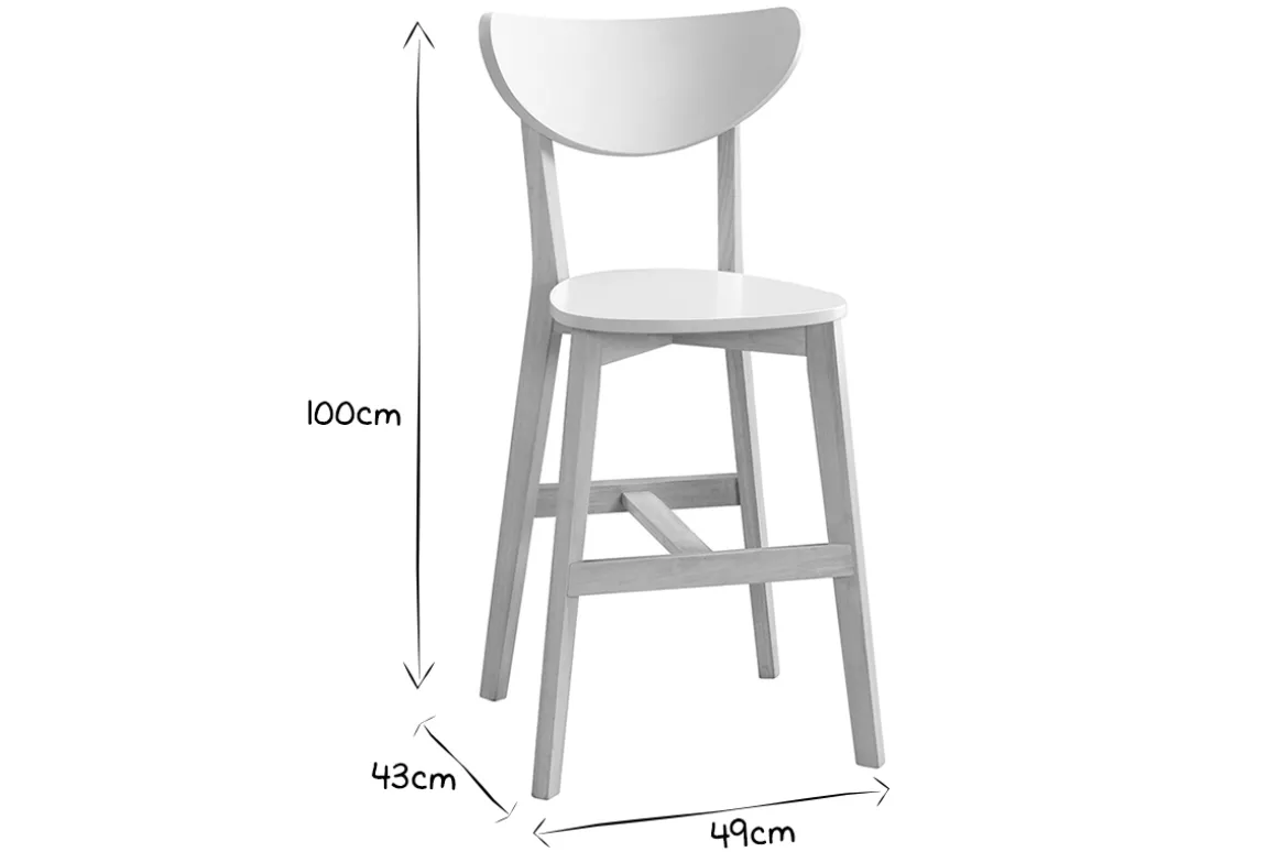 Fashion Miliboo Taburete nórdico blanco y madera 65cm lote de 2 LEENA