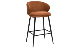 Hot Miliboo Taburetes altos de diseño de terciopelo texturizado color tierra quemada y metal negro (juego de 2) ROSALIE