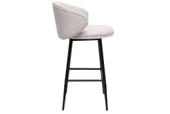 New Miliboo Taburetes de bar de diseño en tela de terciopelo texturizado beige y metal negro (juego de 2) ROSALIE