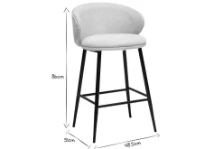 New Miliboo Taburetes de bar de diseño en tela de terciopelo texturizado beige y metal negro (juego de 2) ROSALIE