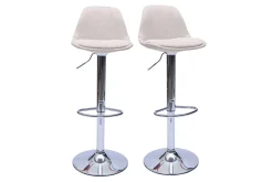 Store Miliboo Taburetes de bar de diseño de tela efecto terciopelo beige (juego de 2) STEEVY