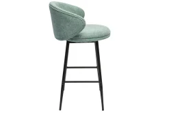 Shop Miliboo Taburetes de bar de diseño en tela efecto terciopelo texturizado celadón y metal negro (juego de 2) ROSALIE