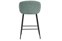 Shop Miliboo Taburetes de bar de diseño en tela efecto terciopelo texturizado celadón y metal negro (juego de 2) ROSALIE