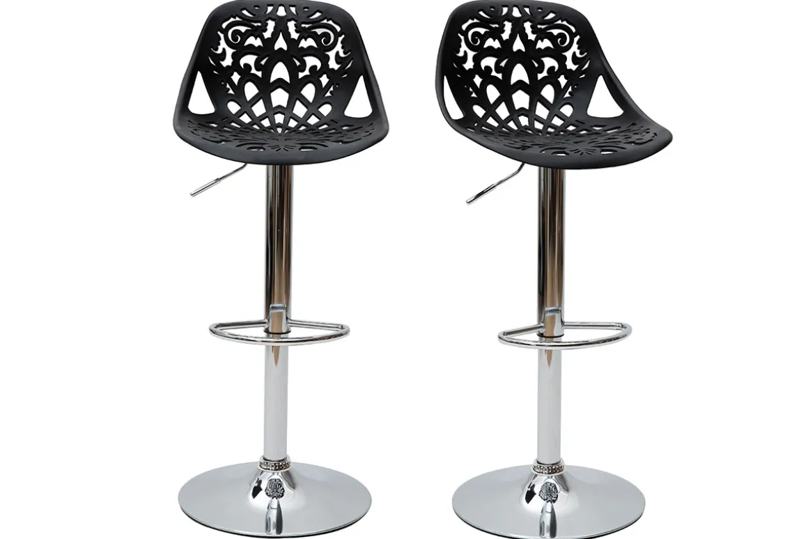 Fashion Miliboo Taburetes de bar diseño barroco negro BAROCCA