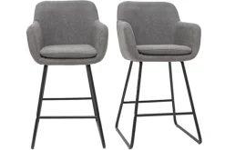 Best Miliboo Taburetes de bar en tejido efecto terciopelo gris A65 cm (lote de 2) AMIKA
