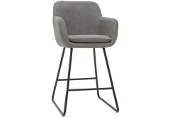 Best Miliboo Taburetes de bar en tejido efecto terciopelo gris A65 cm (lote de 2) AMIKA